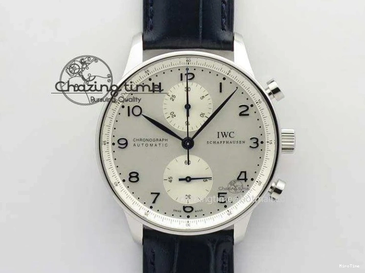 MIROTIME 0424 UrbanStyle Portuguese IW371446 ZF 1:1 Best Edition SS White Dial Blue Markers On Blue Leather Strap  A79350 V 7270